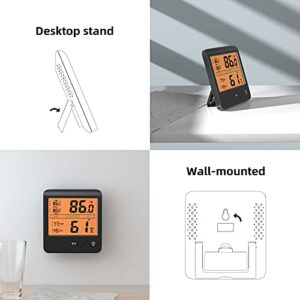 4" Digital Hygrometer Indoor Thermometer Temperature and Humidity Gauge Monitor Indicator Room Thermometer with Backlight LCD Display Humidity Meter