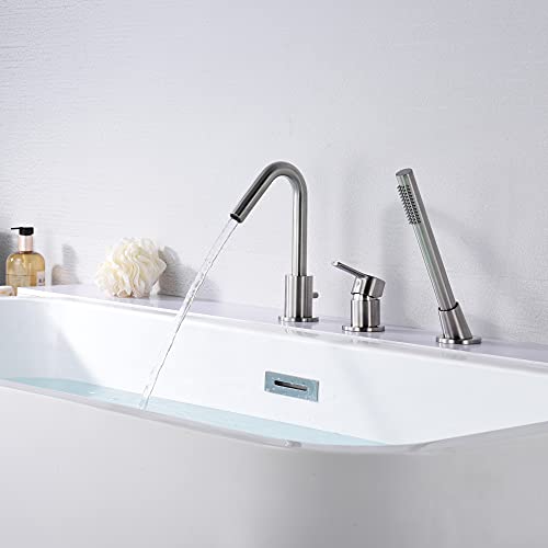 SUMERAIN Roman Tub Faucet Brushed Nickel Bathtub Faucet Set with Handheld Shower Sprayer