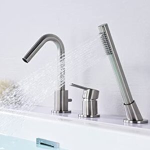 SUMERAIN Roman Tub Faucet Brushed Nickel Bathtub Faucet Set with Handheld Shower Sprayer