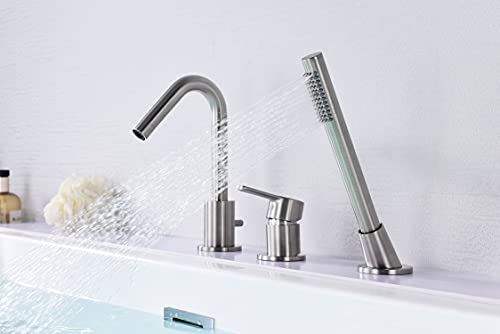 SUMERAIN Roman Tub Faucet Brushed Nickel Bathtub Faucet Set with Handheld Shower Sprayer