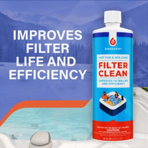 Bespoke+ Spa Filter Cleaner for Hot Tubs - 1-Hour Cartridge Filter Cleaner Soak Solution, Hot Tub Filter Cleaner Soak & Pool Filter Cleaner for Pool Cartridges | HotTub & Spa Filter Cleaner Soak 16oz