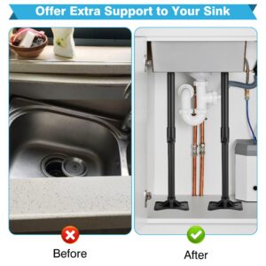 IRONWALLS Undermount Sink Brackets, 2PCS 17.7”-29.5”/45-75cm Height Steel Kitchen Sink Cabinet Support Poles Adjustable, Drilling Free Sink Repair Kit for Kitchen, Bathroom