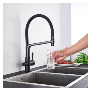 rtyuie black water filter kitchen faucet hot and cold water mixing faucet 4-color pure water faucet kitchen filter faucet water purifier faucet easy to install and smooth water flow
