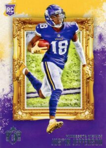 2020 panini chronicles gridiron kings #13 justin jefferson minnesota vikings rc rookie card official nfl football trading card in raw (nm or better) condition