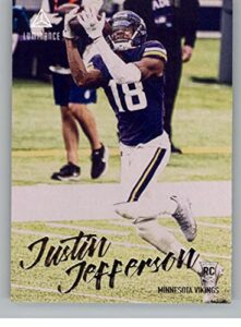 2020 panini chronicles luminance update rookies #217 justin jefferson minnesota vikings rc rookie card official nfl football trading card in raw (nm or better) condition