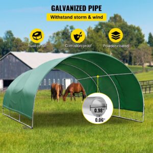 VEVOR Livestock Shelter, 9.9'x 10'x 5.5' Corral Shelter, Steel Metal Corral Panel Shelter, Waterproof Corral Panels for Horses and Other Livestock, Animal Shelter with PVC Cover and Galvanized Pipe