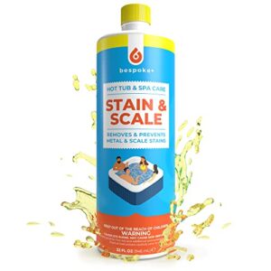 spa stain and scale control for hot tub, spa descaler, stain scale remover & spa scale defense for hottub hardness control & spa hardness decreaser & alkalinity decreaser water softener (1-quart)