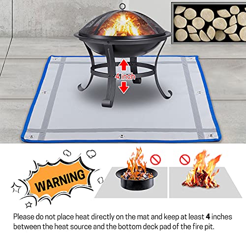 VISEMAN Fire Pit Mat for Deck Fireproof Under Fire Pit,Gill Mat for Grass Wood Deck Protection,Patio Outdoor BBQ with 3 Size(24" 32" 36")