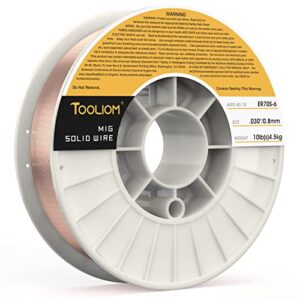 tooliom er70s-6 .030"(0.8 mm) mild steel mig solid welding wire on 10-pound spool for tl-200m tl-250m pro