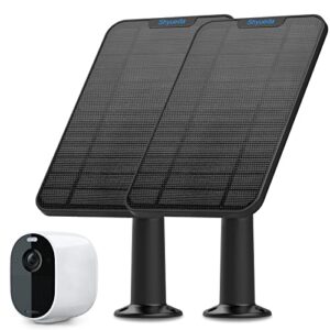 4w solar panel charging compatible with arlo essential spotlight/xl spotlight, with 13.1ft waterproof charging cable, ip65 weatherproof,includes secure wall mount(2-pack)(micro usb type)