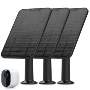 4w solar panel charging compatible with arlo essential spotlight/xl cameras only, with 13.1ft waterproof charging cable, ip65 weatherproof,includes secure wall mount(3-pack)(micro usb type)
