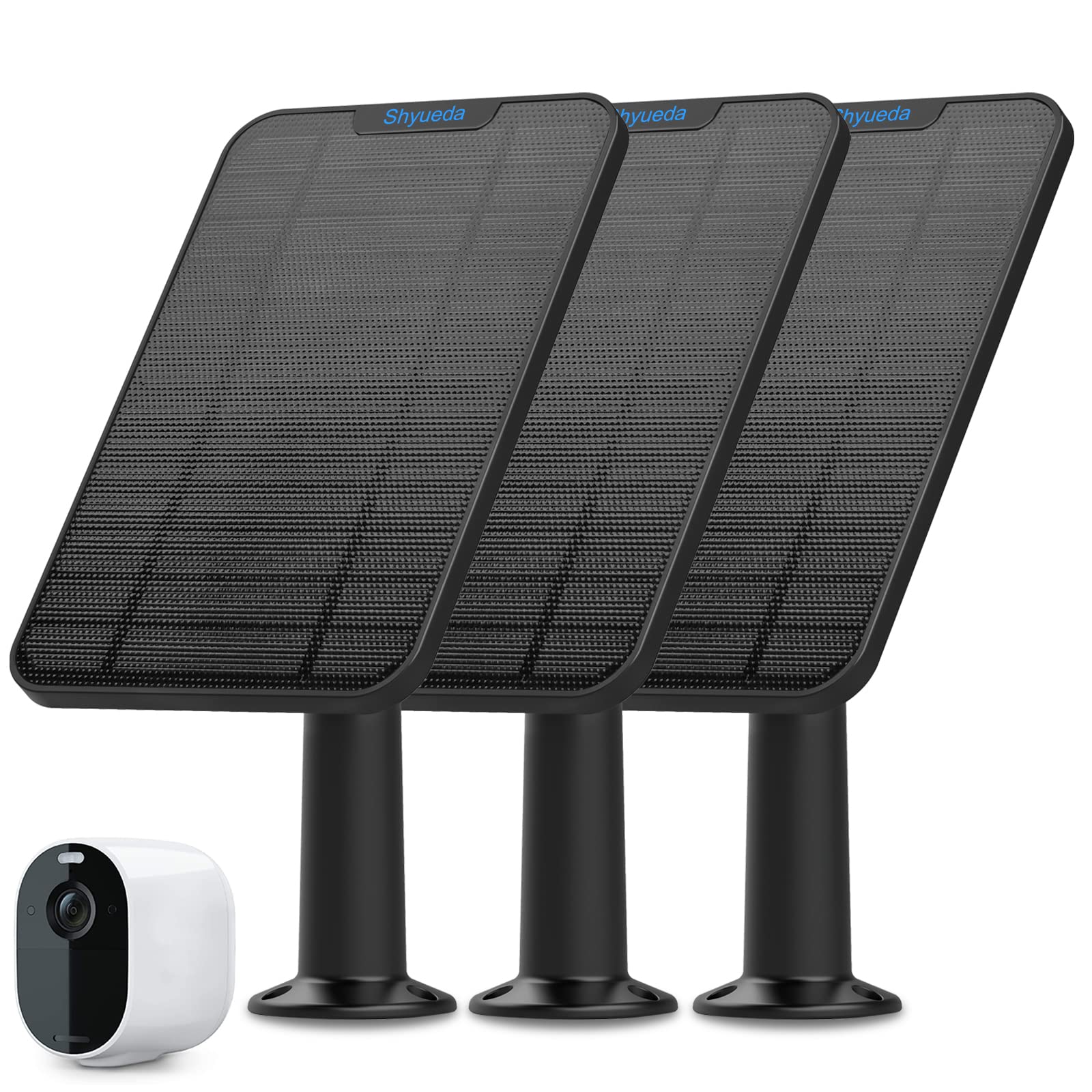 4W Solar Panel Charging Compatible with Arlo Essential Spotlight/XL Cameras Only, with 13.1ft Waterproof Charging Cable, IP65 Weatherproof,Includes Secure Wall Mount(3-Pack)(Micro USB Type)