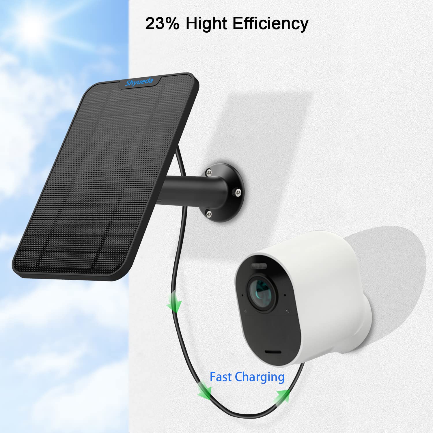 4W Solar Panel Charging Compatible with Arlo Essential Spotlight/XL Cameras Only, with 13.1ft Waterproof Charging Cable, IP65 Weatherproof,Includes Secure Wall Mount(3-Pack)(Micro USB Type)