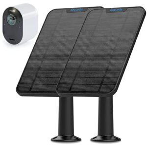 4w solar panel charging compatible with arlo pro 3/pro 4/pro 5s/ultra/ultra 2 only, with 13.1ft waterproof charging cable, ip65 weatherproof,includes secure wall mount(2-pack)((connector type))