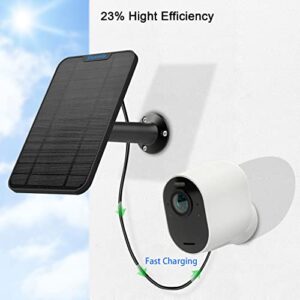 4W Solar Panel Charging Compatible with Arlo Pro 3/Pro 4/Pro 5S/Ultra/Ultra 2 only, with 13.1ft Waterproof Charging Cable, IP65 Weatherproof,Includes Secure Wall Mount(2-Pack)((Connector Type))