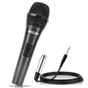 pkojin dynamic karaoke microphone for singing, vocal wired microphone for karaoke, handheld mic with 10 ft cable, mics for speaker with on/off switch