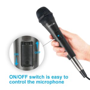 PKOJIN Dynamic Karaoke Microphone for Singing, Vocal Wired Microphone for Karaoke, Handheld Mic with 10 Ft Cable, Mics for Speaker with ON/Off Switch