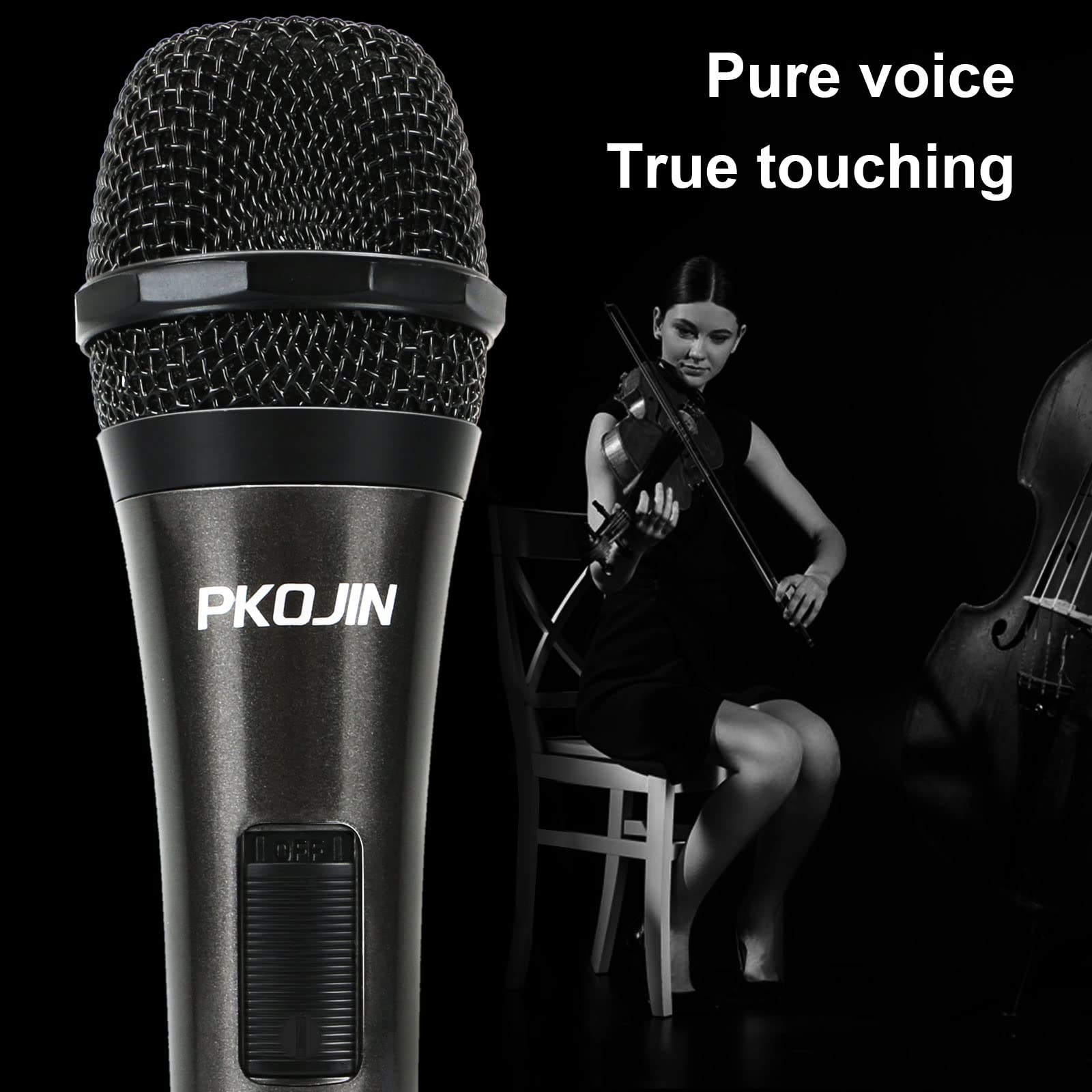 PKOJIN Dynamic Karaoke Microphone for Singing, Vocal Wired Microphone for Karaoke, Handheld Mic with 10 Ft Cable, Mics for Speaker with ON/Off Switch