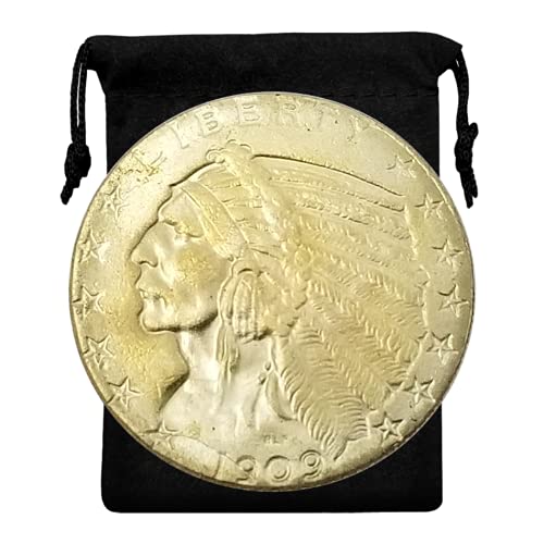 Kocreat Copy 1909-P Indian Head Eagle Five Dollars Gold Coin-USA Souvenir Coin Lucky Coin Morgan Dollar Replica Collection