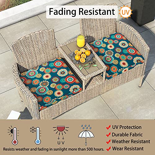 Magpie Fabrics Indoor Outdoor Cushion Cover Replacement 2 Pack, NO Insert! Water Repellent Slipcover with Ties Decor for Patio Garden Chair Sofa Bench Wicker(Heronsbill Turquoise Green, 24x24x4 Inch)