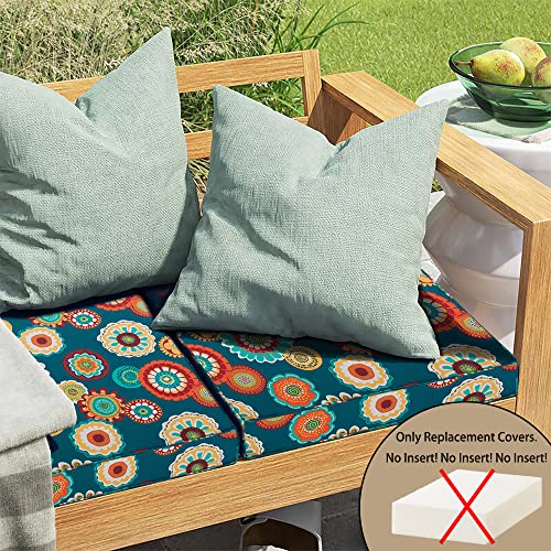 Magpie Fabrics Indoor Outdoor Cushion Cover Replacement 2 Pack, NO Insert! Water Repellent Slipcover with Ties Decor for Patio Garden Chair Sofa Bench Wicker(Heronsbill Turquoise Green, 24x24x4 Inch)