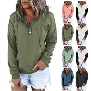 baralonly pullover for womens button down hoodies drawstring hooded pocket blouses casual long sleeve v neck sweatshirts
