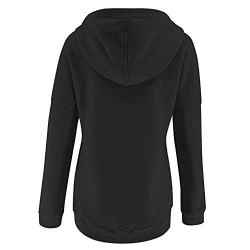 Baralonly Pullover for Womens Button Down Hoodies Drawstring Hooded Pocket Blouses Casual Long Sleeve V Neck Sweatshirts