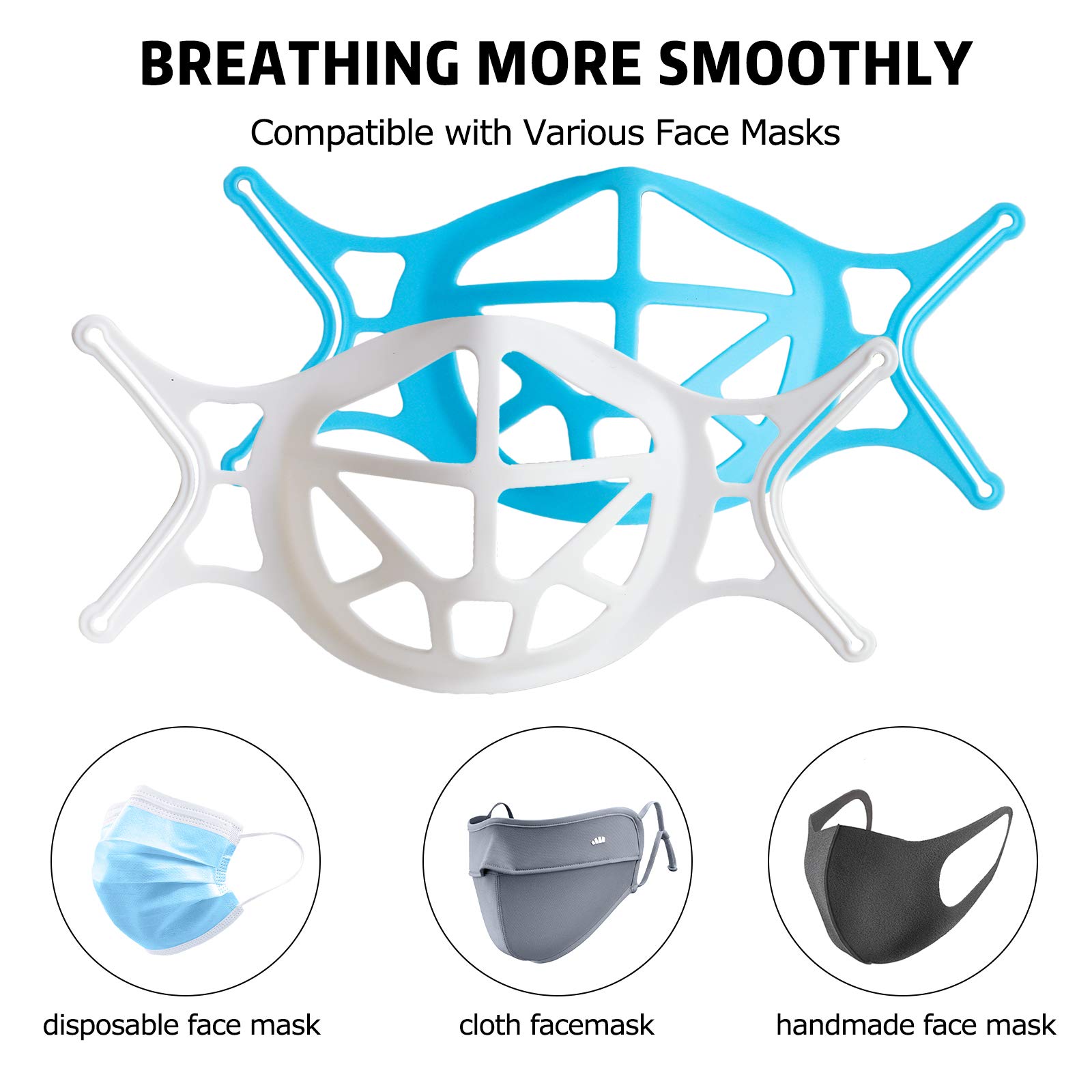 3D Face Mask Bracket 10PCS 3D Silicone Mask Bracket Mask Braces to Make Masks Fit Breathe Cup for Mask Inserts Plastic Mask insert Turtle Mask Holder (Black) Mask Rope is Fixed to Prevent Falling off