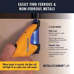 Zircon MetalliScanner m40 Handheld Electronic Metal Detector For Use on Dry Wall, Concrete, Lathe and Plaster, Stucco and More