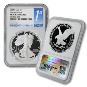2023 s 1 oz proof american silver eagle pf-70 ultra cameo (first day of issue) $1 ngc pf70ucam