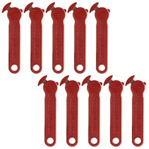 cardinal duo safety box cutter, cardboard, shrink wrap, plastic banding & packaging, film, seatbelts, twine, bags, zip ties - made in usa - carbon steel razor blade - disposable/recyclable (10, red)