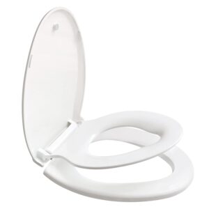 elongated toilet seat with built in potty training seat with cover,durable plastic, white, replacement toilet seats