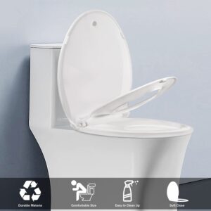 Elongated Toilet Seat with Built in Potty Training Seat with Cover,Durable Plastic, White, Replacement Toilet Seats