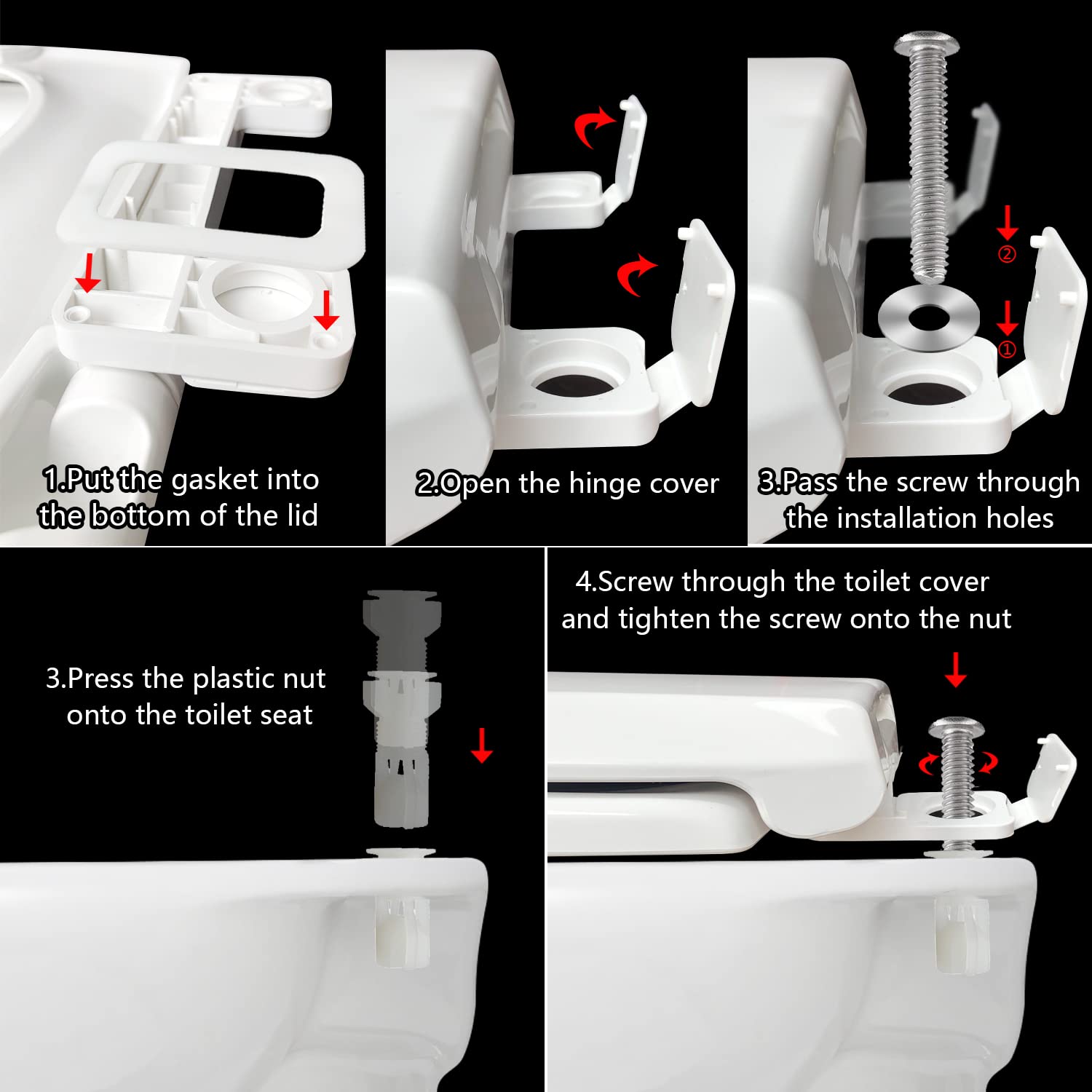 Elongated Toilet Seat with Built in Potty Training Seat with Cover,Durable Plastic, White, Replacement Toilet Seats