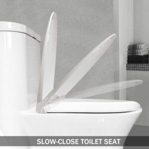 Elongated Toilet Seat with Built in Potty Training Seat with Cover,Durable Plastic, White, Replacement Toilet Seats