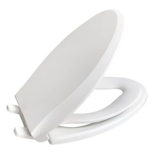 Elongated Toilet Seat with Built in Potty Training Seat with Cover,Durable Plastic, White, Replacement Toilet Seats