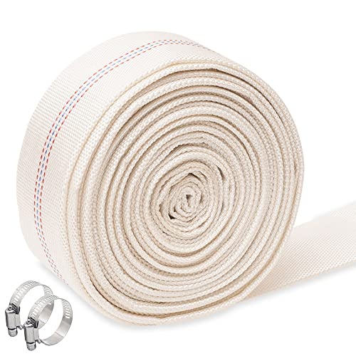 QuQuyi 1.25" x 62 FT Heavy Duty Reinforced PVC Swimming Pool Backwash Hose, General Purpose Lay-Flat Water Discharge pipe for Water Transfer Applications, White