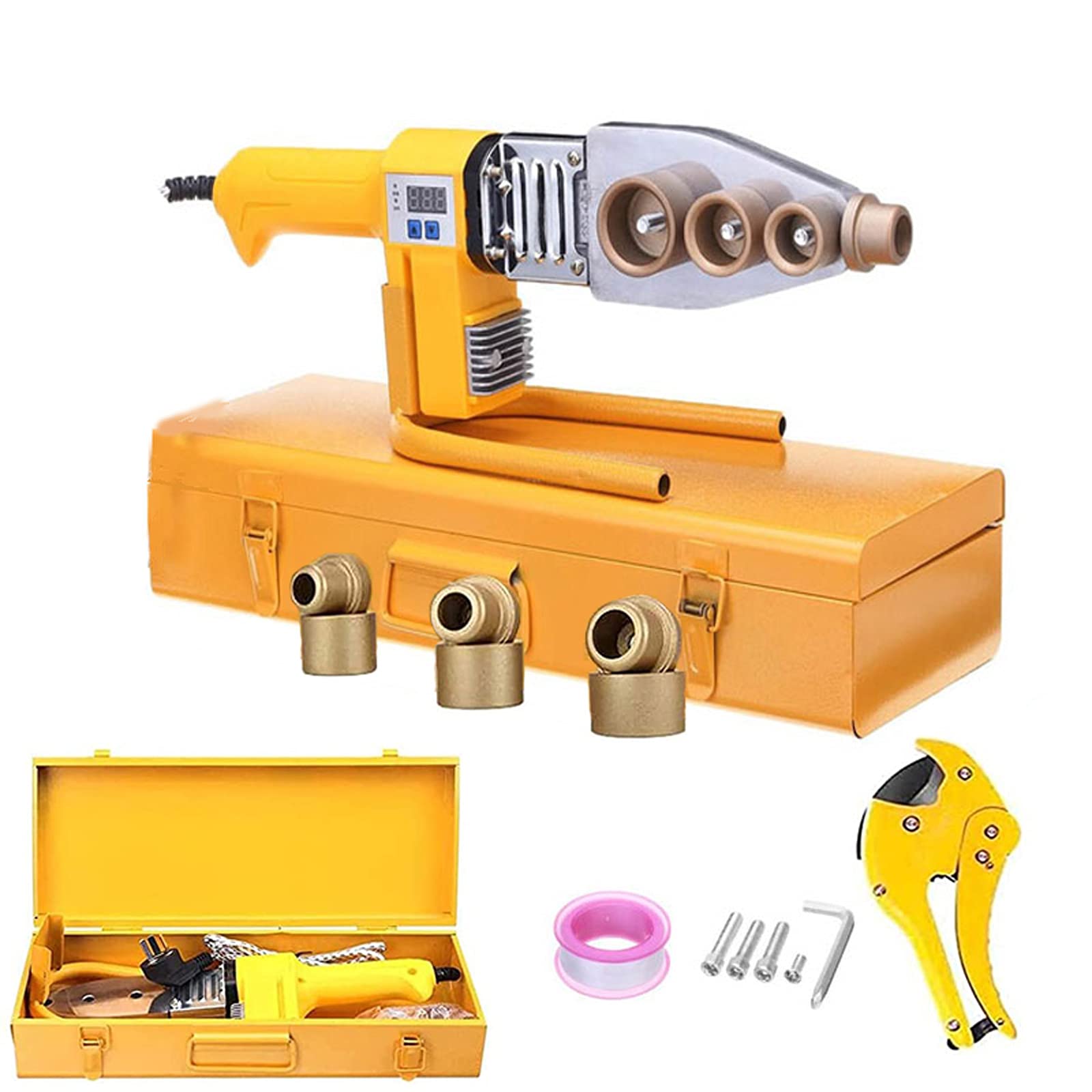 Plastic pipe welding tool，Plastic welder kit Contains welding heads of 6 diameters，Water Pipe Welding Machine Electric Heating Hot Melt Tools for PPR PE Tube 1000W 220V