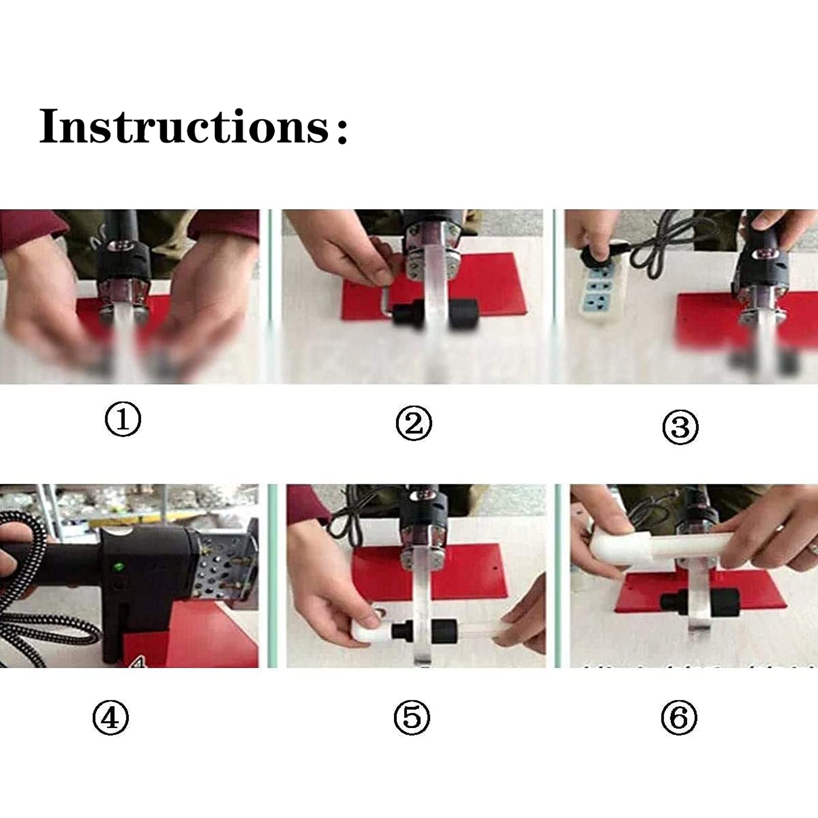 Plastic pipe welding tool，Plastic welder kit Contains welding heads of 6 diameters，Water Pipe Welding Machine Electric Heating Hot Melt Tools for PPR PE Tube 1000W 220V