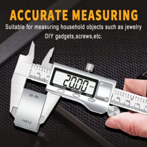 ACEMETER Digital Caliper 6 Inch Measuring Tool Stainless Steel Vernier Caliper Digital Micrometer with Large LCD Screen,Auto-Off Feature, Inch/Metric Conversion Measuring Tool Caliper (6 inch)