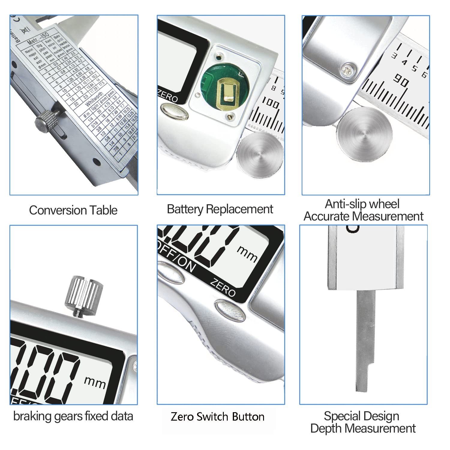 ACEMETER Digital Caliper 6 Inch Measuring Tool Stainless Steel Vernier Caliper Digital Micrometer with Large LCD Screen,Auto-Off Feature, Inch/Metric Conversion Measuring Tool Caliper (6 inch)