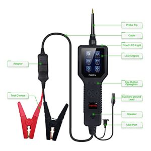 TopDiag P100 Pro Power Circuit Probe Kit, 9v-30v Automotive Circuit Tester 12V 24V AC DC Digital Voltage Tester, Multimeter Short Finder with Oscilloscope Component for Cars Truck