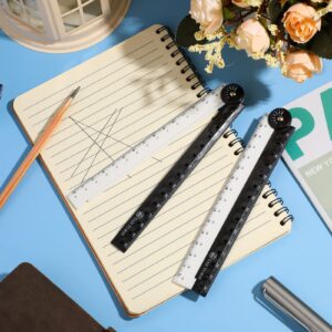 12 Inch Folding Ruler,Multi Acrylic Folding Ruler Angle Measurement Ruler Clear Flexible Black and White Rulers Adjustable Geometry Measuring Ruler for Drawing and Measuring Tools