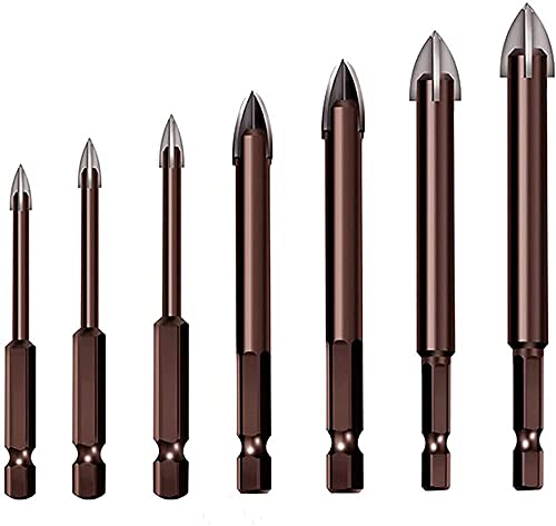 5/7PCS Efficient Universal Drilling Tool, Titanium Combination Drill Tap Bits Set, Triangle Drill Bit, Glass, Tile and Concrete Drill Bit, Multifunctional Cross Alloy Drill Bit Tip Tools (7 PCS)