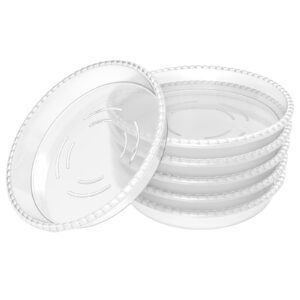 futed 6 pack 5 inch clear plant saucer, durable plastic plant trays for indoor, round flower plant pot saucer, sturdy plant water catcher tray