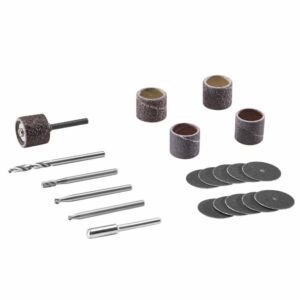 dremel 733-01 rotary tool accessories kit, 20 piece wood carving set - includes sanding bands, carving bits, and a mandrel - ideal for sanding and carving applications, blue