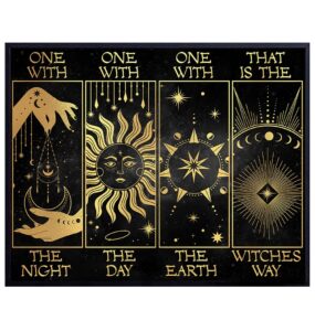 witchy sabbat grimoire witchcraft decor - sun, moon, celestial wall art - celtic woman goddess decor - magic home decor - boho bohemian witch decor for women - wicca wiccan supplies - pagan gifts