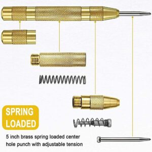 Step Drill Bit Set for Metal, 1/4inch High Speed Steel Titanium Coated Metric Straight Groove Step Drill Bits Set with Automatic Spring Loaded Center Punch Power Tools