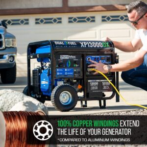 DuroMax XP13000DX 13,000-Watt/10,500-Watt 500cc Portable Dual Fuel Portable Generator w/CO Alert, Black/Blue