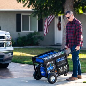 DuroMax XP13000DX 13,000-Watt/10,500-Watt 500cc Portable Dual Fuel Portable Generator w/CO Alert, Black/Blue